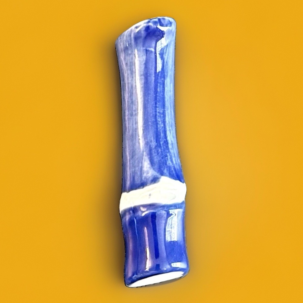 Chopstick Rest Bamboo Porcelain Blue and White Vintage Hashioki Japanese